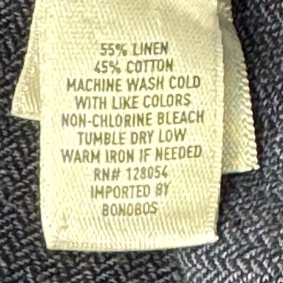 Bonobos Dress Shirt Mens Sz S Grey Linen/Cotton Slim Fit Short Oxford Button Up - Picture 4 of 7